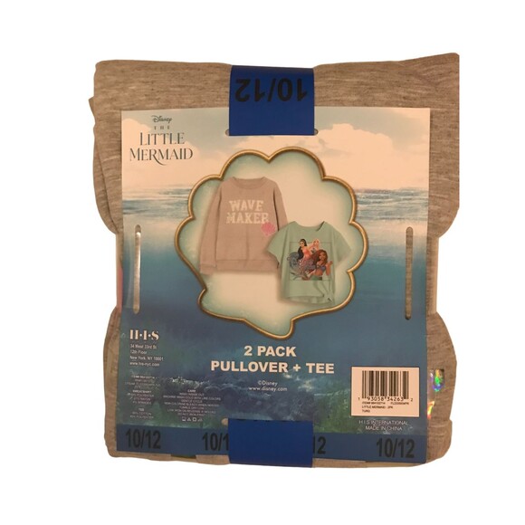 2 pack Girl's Size 10/12 Disney Little Mermaid Crewneck Pullover and Tee NEW - Picture 3 of 3